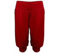 RIDDLED WITH STYLE Womens Short Length ¾ Harem Trouser Cuff Pants Plus Size Lounge Trousers Ladies Slim Fit Alibaba Casual Leggings Summer Wear Egyptian Arabic Belly Dance Pants Wine UK 16-18