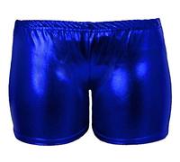 RIDDLED WITH STYLE Ladies Metallic Foil Glitter PVC Shiny Elasticated Waist Hot Pant Women’s Wet Look Disco Pants Casual Wear Summer Gym Dance Party Fashionable Yoga Party Shorts3 Royal Blue