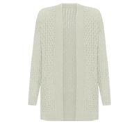RIDDLED WITH STYLE Womens Cable Knitted Open Front Cardigan Long Sleeve Pocketed Sweater Ladies Winter Warm Knitwear Grandad Cardigan Cream UK 16-18