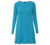 RIDDLED WITH STYLE Ladies Plain Round Neck Flared Swing Dress Ladies Leopard Tiger Animal Print Midi Dress Top Long Sleeve Casual Swing Dress Tunic Top 8-26