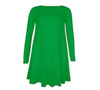RIDDLED WITH STYLE Ladies Plain Round Neck Flared Swing Dress Ladies Leopard Tiger Animal Print Midi Dress Top Long Sleeve Casual Swing Dress Tunic Top 8-26