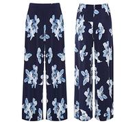 RIDDLED WITH STYLE Ladies Wide Leg Printed Palazzo Summer Wear Beach Trousers Womens Plus Size Baggy Pants Floral Printed Bottoms Casual Wear Paisley Trousers Palazzo Pants (Navy Floral UK 24-26)