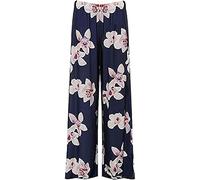 RIDDLED WITH STYLE Ladies Wide Leg Printed Palazzo Summer Wear Beach Trousers Womens Plus Size Baggy Pants Floral Printed Bottoms Casual Wear Paisley Trousers Palazzo Pants (Navy Lily UK 24-26)