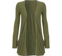 RIDDLED WITH STYLE Ladies Winter Fashion Open Front Boyfriend Cardigan Adults Long Sleeve Midi Sweater Womens Casual Formal Wear Pocketed Cardigan Open Front Plain Sweater Khaki UK 24-26
