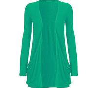 RIDDLED WITH STYLE Ladies Winter Fashion Open Front Boyfriend Cardigan Adults Long Sleeve Midi Sweater Womens Casual Formal Wear Pocketed Cardigan Open Front Plain Sweater Jade Green UK 12-14