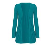 RIDDLED WITH STYLE Ladies Winter Open Front Boyfriend Cardigan Women's Long Sleeve Midi Sweater Plain Knit Pocketed Casual Formal Wear Stylish Warm Comfortable Soft Daily Use Top UK Sizes 8-26. Teal