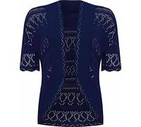 RIDDLED WITH STYLE™ New Ladies Plus Size Knitted Crochet Bolero Shrugs Womens Cardigan Tops 8-26 Navy