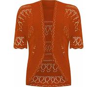 RIDDLED WITH STYLE™ New Ladies Plus Size Knitted Crochet Bolero Shrugs Womens Cardigan Tops 8-26 Rust