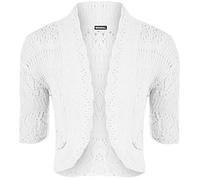 RIDDLED WITH STYLE™ New Ladies Plus Size Knitted Crochet Bolero Shrugs Womens Cardigan Tops 8-26 White
