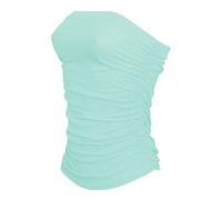 RIDDLED WITH STYLE Women Bandeau Strapless Boob Tube Top Ladies Side Ruched Crop Everyday Wear Plain Bra Mint