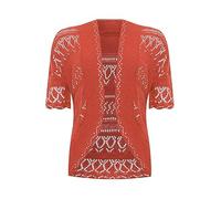 RIDDLED WITH STYLE Women Cropped Crochet Shrug Knit Bolero Cardigan Short Sleeve Lightweight Open Front Summer Layer Fancy Party Top Ladies UK Sizes 8-26 Stylish Fit Wear Rust