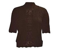 Womens Chorochet Knitted Bolero Shrug Top Ladies Short Sleeve Cardigan Crop Top#(Brown Knitted Bolero Shrug#UK 28-30#Womens)