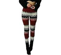 RIDDLED WITH STYLE Womens Knitted Tartan Winter Leggings Ladies Soft Warm Wool Christmas Retro Pants Warm Trousers (Aztec UK 12-14)