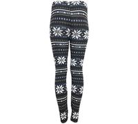Women’s Christmas Party Winter Wear Warm Elasticated Waist Trousers Leggings Ladies Xmas Style Knitted Warm Slim Fit Leggings Snowflakes Print Pants (Charcoal Snowflakes UK 12-14)