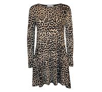 RIDDLED WITH STYLE Women’s Party Dresses UK Long Sleeve Midi Skater Swing Dress, Plain & Printed A-Line Flared Round Neck Jersey Tee Style, from 8-26
