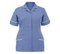 RIDDLED WITH STYLE Women’s Plus Size Short Sleeve Nurse Tunic Healthcare Buttoned Front Shirt Ladies Hospital Work Wear Uniform Shirt Nurse Carer Therapist Top UK Size 8-26