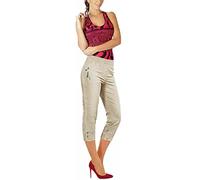 RIDDLED WITH STYLE Women’s Stretch Cropped Pull on 3/4 Pants Elasticated Waist Summer Shorts Plus Size Ladies Capri Trousers Three Quarter Soft 2 Front Side Pockets Trouser (Beige, UK 20)