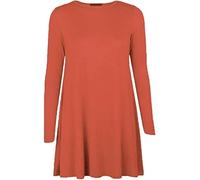 RIDDLED WITH STYLE Womens Tartan Printed Swing Dress Ladies Leopard Tiger Animal Print Midi Dress Top Plain Long Sleeve Casual Swing Dress Tunic Top 8-26
