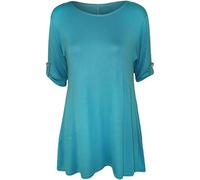 Fashion Fairies New Ladies 3/4 Sleeve Button Stretch Flare Womens Summer Plus Size Tshirt Tops UK14-32 Turquise