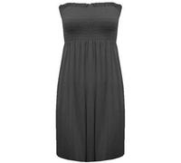 Womens Bandeau Neck Sheering Boobtube Top Printed Plain Shirt Ladies Summer Wear Sleeveless Strapless Tee Top Black UK 20-22