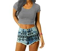 RIDDLED WITH STYLE Women's Cap Sleeve Crop TOP Ladies Round Neck Stretch Plain Printed Stretch Plain Vest T-Shirt Stretchy and Comfortable #Light Grey#Size UK 12-14