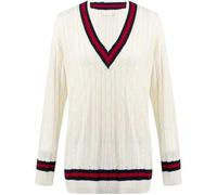 RIDDLED WITH STYLE Womens Cricket Cable Knitted Sweater Ladies V Neck Long Sleeve Knit Warm Sweat Shirt Cardigan Casual Wear Winter Warm Wear Fancy Party Xmas Cable Knitted Sweater Plus Size 8-26