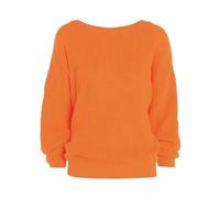 RIDDLED WITH STYLE Women's Fishnet Chunky Knitted Jumper Ladies Oversized Baggy Sweater Long Sleeve Warm Winter Knit Pull-Over Casual Loose Fit Fashion Top UK Sizes 8-24. Orange