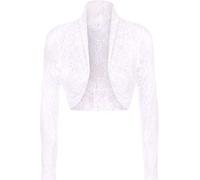 RIDDLED WITH STYLE Womens Floral Lace Bolero Shrug Open Front Cardigan Ladies Wedding Party Plus Size Long Sleeve Cardigan Top White UK 16