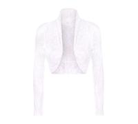 RIDDLED WITH STYLE Women's Floral Lace Bolero Shrug Open Front Cardigan Long Sleeve Elegant Wedding Party Cover Up Ladies Plus Size Sheer Lace Jacket Lightweight Evening Top White