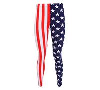 RIDDLED WITH STYLE Womens Full Length Plain Printed Leggings Elasticated Waist Summer Sports Trousers Ladies Active Gym Plus Size Stretchy Pants Outdoor Casual Wear Bottoms USA Flag UK 16-18