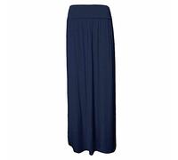 RIDDLED WITH STYLE Womens High Waist Fold Over Maxi Skirt Ladies Elasticated Waist Lightweight Plain Long Gypsy Maxi Skirt Casual Wear Fancy Party Wear Long Skirt Plus Size UK 8-26 Navy