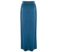 RIDDLED WITH STYLE Womens High Waist Fold Over Maxi Skirt Ladies Elasticated Waist Lightweight Plain Long Gypsy Maxi Skirt Casual Wear Fancy Party Wear Long Skirt Plus Size UK 8-26 Teal