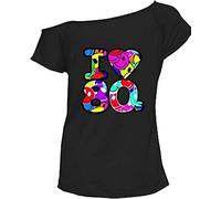 RIDDLED WITH STYLE Women's I Love The 80s Slogan Cap Sleeve Slash Neck T-Shirt Outfit Ladies I Love 90s Slogan Slash Neck T-Shirt Pop Star Top Fancy Lightweight Dress (Black Smily I Love 80s, 24-26)