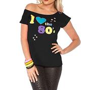RIDDLED WITH STYLE Womens I Love The 80s T-Shirt Outfit Ladies Pop Star Retro Top#(Black Shirt#Large UK 12-14#Womens)