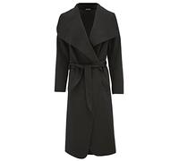 RIDDLED WITH STYLE Womens Italian Long Duster Coat French Belted Trench Coat Ladies Winter Warm Watefall Drape Cardigan Jacket Coat Black UK 12