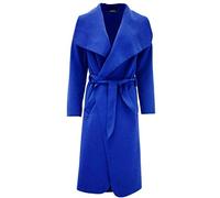 RIDDLED WITH STYLE Womens Italian Long Duster Coat French Belted Trench Coat Ladies Winter Warm Watefall Drape Cardigan Jacket Coat Royal Blue UK 16