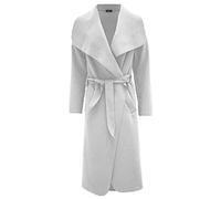 RIDDLED WITH STYLE Womens Italian Long Duster Coat French Belted Trench Coat Ladies Winter Warm Watefall Drape Cardigan Jacket Coat Cream UK 14