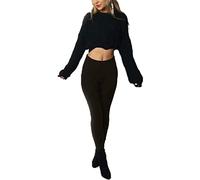 RIDDLED WITH STYLE Womens Knitted Tartan Winter Leggings Ladies Soft Warm Wool Christmas Retro Pants Warm Trousers (Brown UK 8-10)
