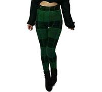 RIDDLED WITH STYLE Womens Knitted Tartan Winter Leggings Ladies Soft Warm Wool Christmas Retro Pants Warm Trousers (Green Tartan UK 12-14)