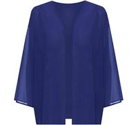 RIDDLED WITH STYLE Womens Long Sleeve Chiffon Kimono Cardigan Ladies Plain Waterfall Open Front Cardigan Royal Blue