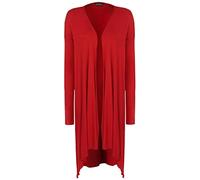 RIDDLED WITH STYLE Women's Long Sleeve Lightweight Sweater Top Ladies Elegant Party Wear Long-line Cardigan Outerwear Casual Soft Knit Stylish Layering Top UK Sizes 14-30. Red