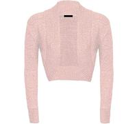 RIDDLED WITH STYLE Womens Lurex Bolero Shrug Ladies Long Sleeve Open Front Knitted Bolero Shrug Wedding Top Knitted Cardigan Christmas Wear Winter Warm Wear Lurex Shrug Plus Size 8-20 Peach