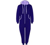 RIDDLED WITH STYLE Womens & Mens Hooded Thermal Onesie Jumpsuit Full Sleeve, 2 Pocket All-in-One Loungewear, Winter Warm Zip Up Pajama Suit for Comfortable Sleepwear & Casual Wear Royal Blue