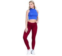 RIDDLED WITH STYLE Womens Plain and Printed Skinny Soft Leggings Ladies Full Length Slim Fit Soft Stretchy Tight Pants Leggings Casual Wear Fancy Party Pants Plus Size UK 8-26 Burgundy