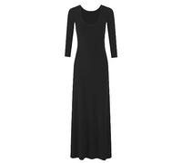 RIDDLED WITH STYLE Womens Plain Flared Stretchy Maxi Dress Long Sleeve Long Party Outfit Ladies Summer Winter Wedding Ceremony Long Jersey Dress Night Party Outfit UK 8-26 Black