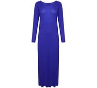 RIDDLED WITH STYLE Womens Plain Flared Stretchy Maxi Dress Long Sleeve Long Party Outfit Ladies Summer Winter Wedding Ceremony Long Jersey Dress Night Party Outfit UK 8-26 Royal Blue