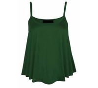 RIDDLED WITH STYLE Womens Plain Swing Cami Vest Sleeveless Strappy Camisole Basic Top Ladies Plus Size Flared Top Summer Fashion Casual Tee Top Size UK 8-30 Bottle Green