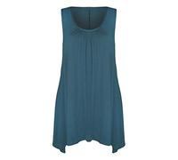 RIDDLED WITH STYLE Womens Plus Size Hanky Hem Ladies Long Sleeveless Scoop Neck Vest Top Teal