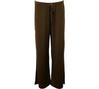 RIDDLED WITH STYLE Women's Plus Size Plain Tie Up Elasticated Waist Palazzo Pants Ladies ITY Wide Leg Flared Baggy Trousers Comfortable Stretch Summer Casual Size UK 12-28 Brown