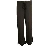 RIDDLED WITH STYLE Women's Plus Size Plain Tie Up Elasticated Waist Palazzo Pants Ladies ITY Wide Leg Flared Baggy Trousers Comfortable Stretch Summer Casual Size UK 12-28 Black
